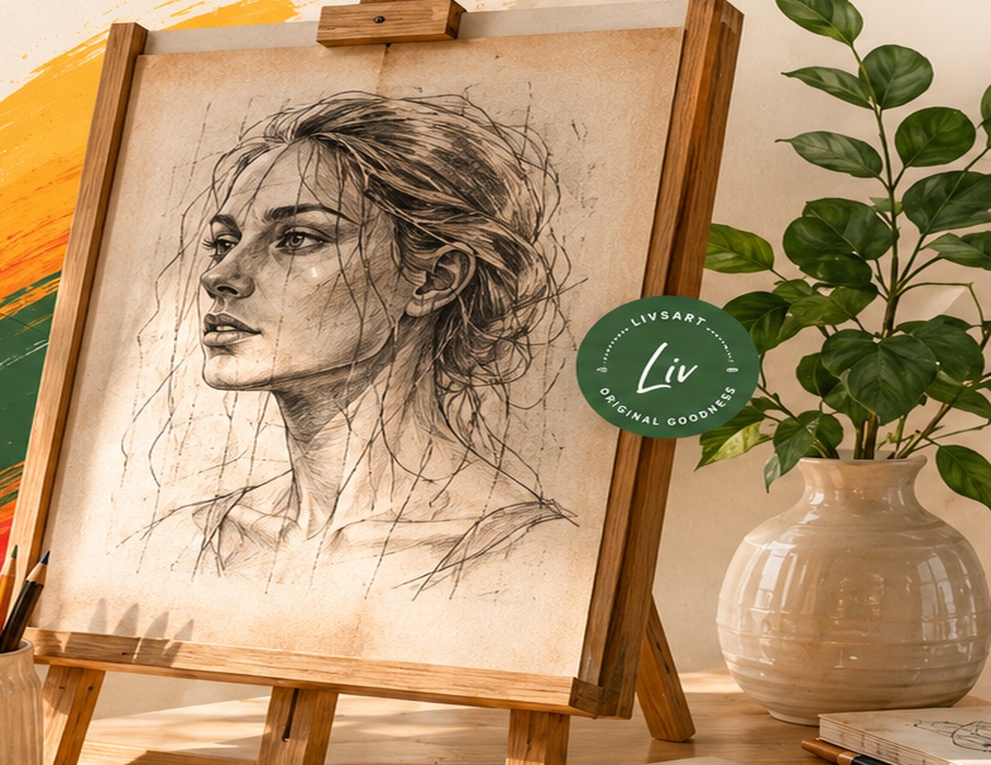 LivsArt artist desk and drawings
